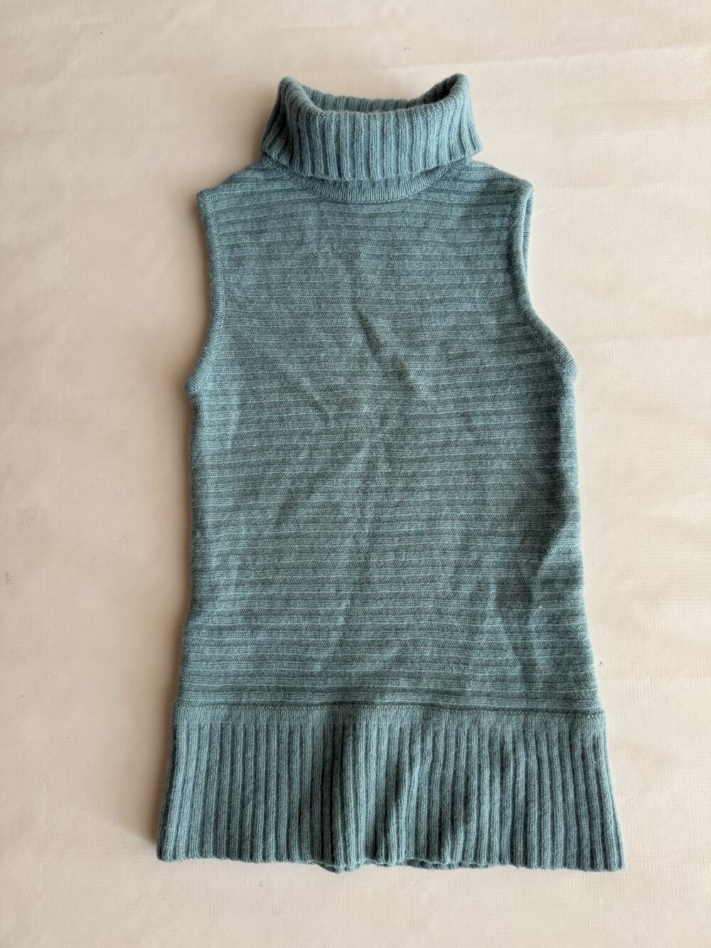 Modern Soul Teal Sleeveless Turtleneck Sweater Vest Wool Angora Blend S